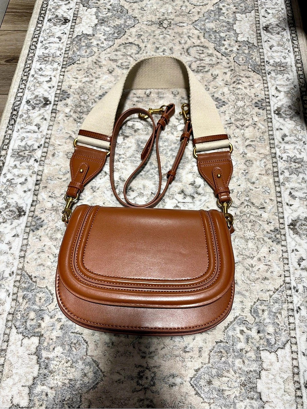 Cognac / Brown & Cream Crossbody Bag Like New
